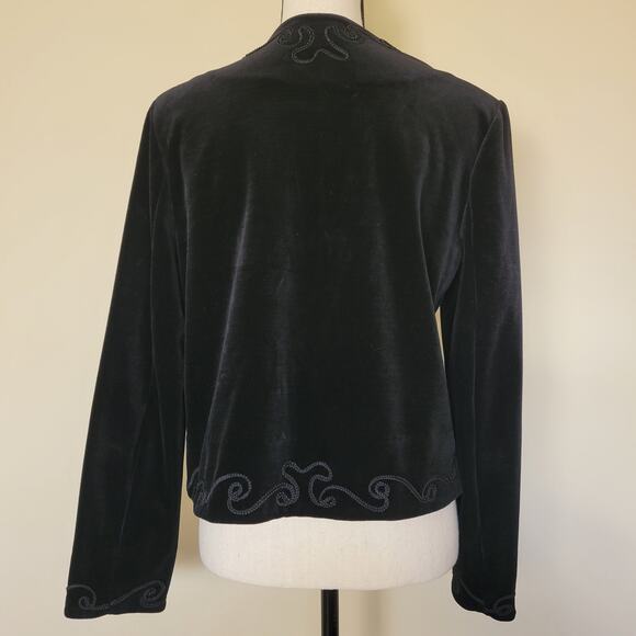Vintage Choice By Butte Size 14 Velvet Velour Open Jacket Blazer USA Made Black - Picture 6 of 15